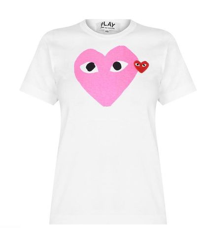 COMME DES GARÇONS PLAY Printed Peeping Hearts T Shirt - Pink