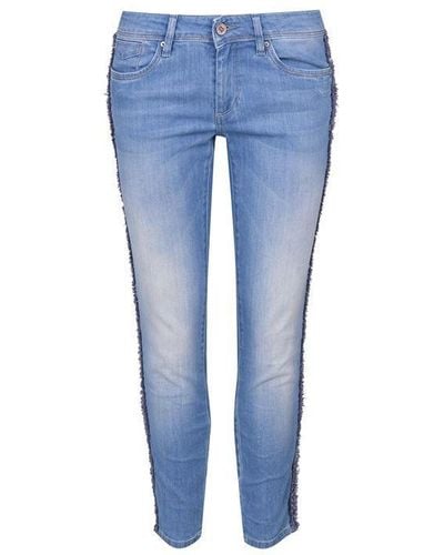 Salsa Jeans Wonder Shape Enchancing Capri With Stripe Detail - Blue
