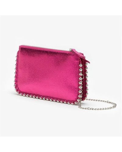 Be You Metallic Clutch Bag With Chain - Pink