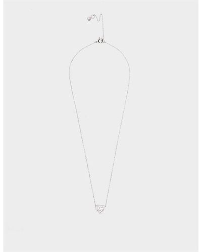 Michael Kors Sterling Silver Heart Logo Necklace - White