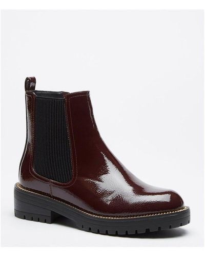 Be You Chain Trim Patent Chelsea Boot - Brown
