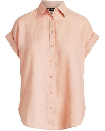 Lauren by Ralph Lauren Linen Short Sleeve Shirt - Pink