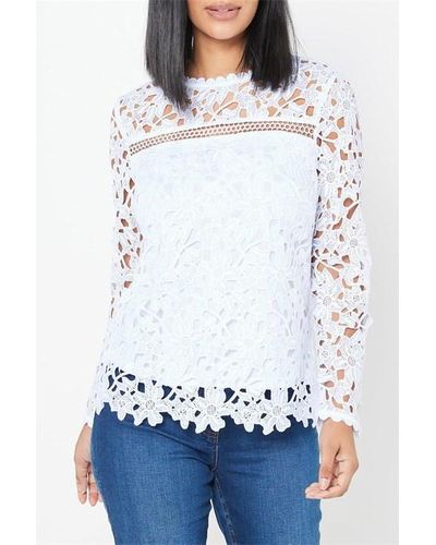 Studio Occasion Long Sleeve Lace Top - White