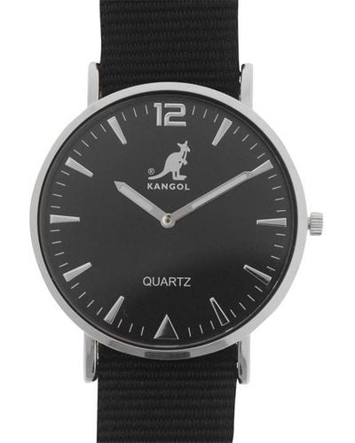 Kangol Quartz Stitched Strap Watch - Black