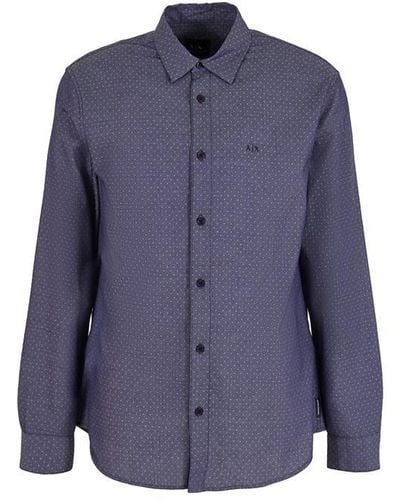 Armani Exchange Dotty Long Sleeve Shirt - Blue