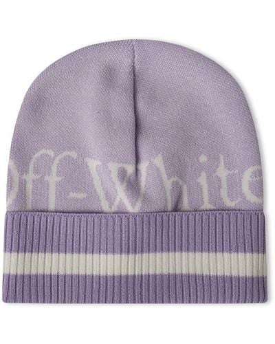 Off-White c/o Virgil Abloh Knitted Logo Beanie - Purple