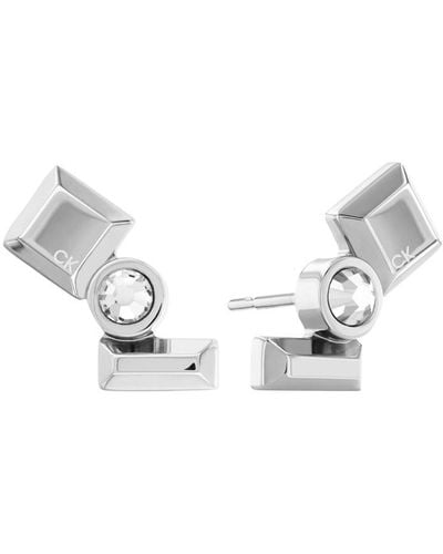 Calvin Klein Stainless Steel Crystal Stud Earrings - Metallic