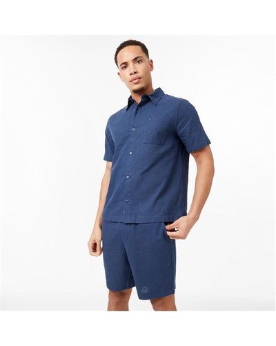 Jack Wills Short Sleeve Linen Shirt - Blue