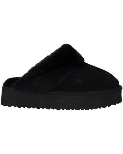Jack Wills Platform Mule Slippers - Black