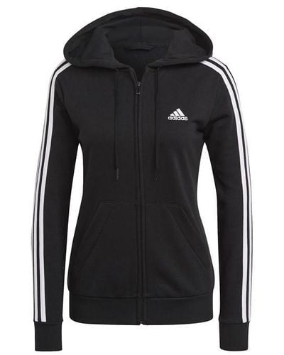 adidas Essentials French Terry 3-stripes Full-zip Hoodie - Black