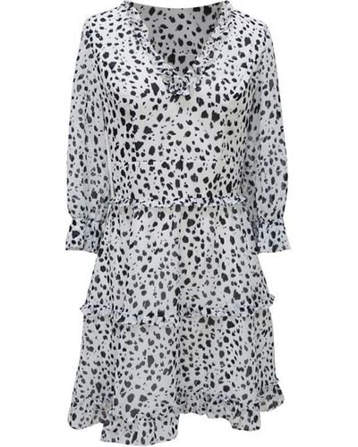 Chi Chi London Ruffle Animal Print Mini Day Dress - White