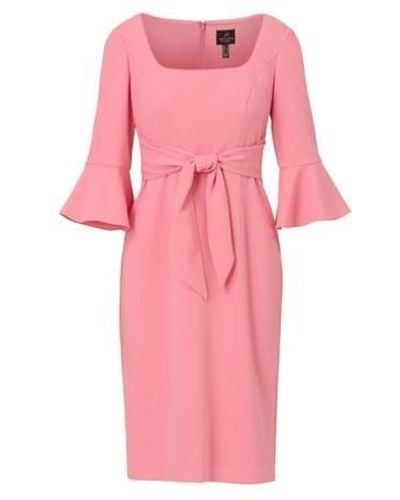 Adrianna Papell Bell Sleeve Tie Front Dress - Pink