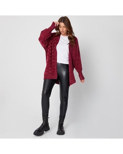 Be You Edge To Edge Cable Cardigan - Red