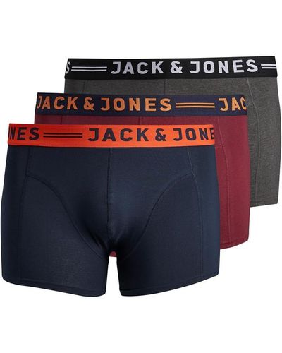 Jack & Jones 3 Pack Trunks Plus Size - Blue