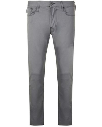 Emporio Armani Mens Grey Leather Tapered Slim-fit Jeans