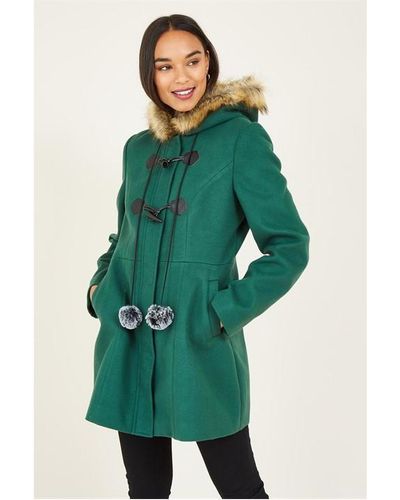 Yumi' Pocket Duffle Coat - Green