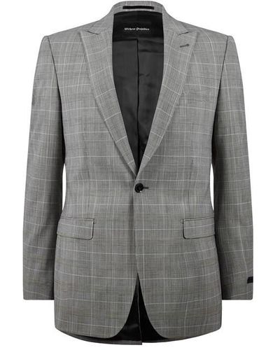 Without Prejudice Perrin Slim Fit Check Suit Jacket - Grey