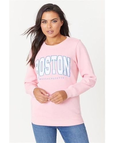 Be You Boston Slogan Sweat - Pink