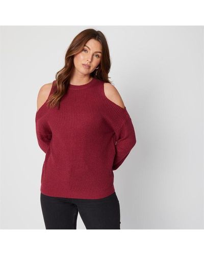 Be You Cold Shoulder Jumper - Red