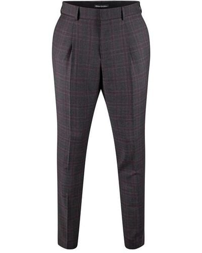Without Prejudice Esmund Slim Fit Check Suit Trousers - Grey