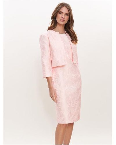 Gina Bacconi Sofya Jacquard Sheath Dress And Bolero - Pink