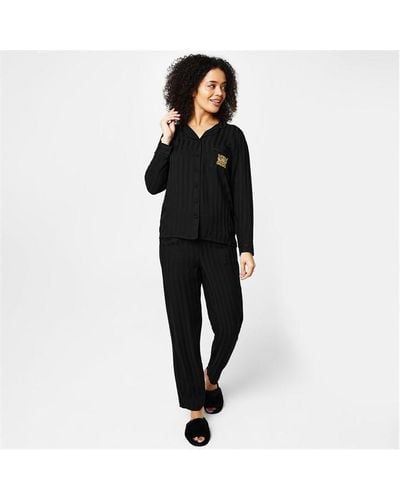 Biba Embroidered Pocket Stripe Pyjama Set - Black