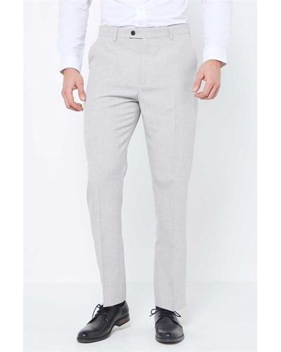 Studio Textured Regular Fit Suit Trousers - White