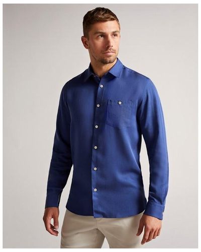 Ted Baker Ted Loharv Ls Shirt Sn99 - Blue