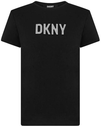 DKNY Glitter Logo T Shirt - Black