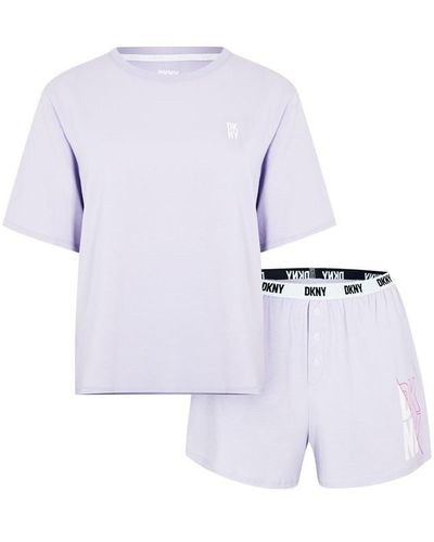 DKNY Short Sleeve Top And Boxer Set - Blue