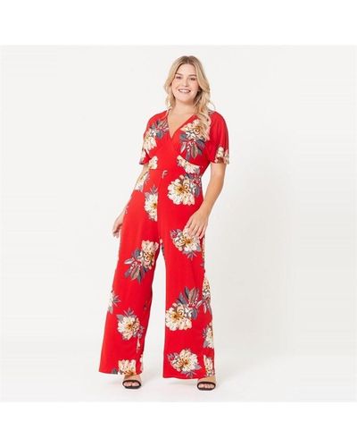 Be You Floral Jumpsuit - Red