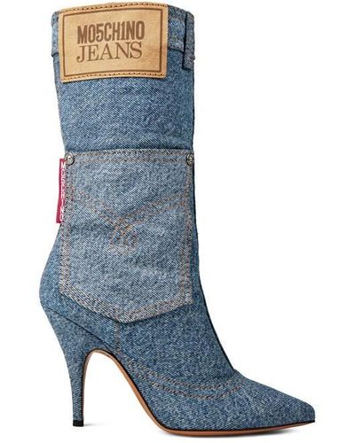 Moschino Patch Pocket Boots - Blue