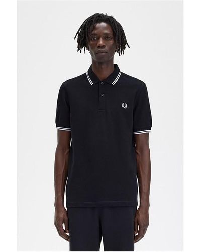 Fred Perry Short Sleeve Twin Tipped Polo Shirt - Blue