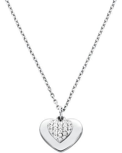 MICHAEL Michael Kors Plated Pave Heart Necklace - Metallic