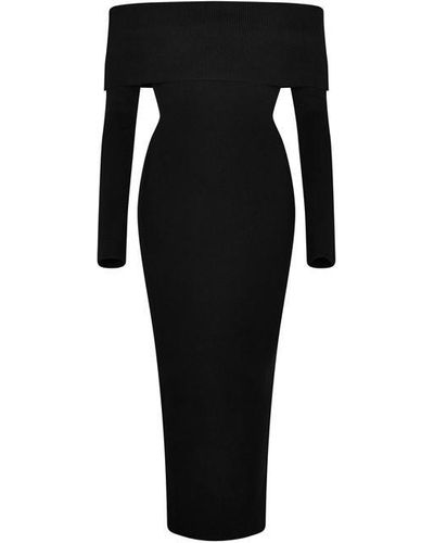 Pretty Lavish Soreya Bardot Knit Dress - Black