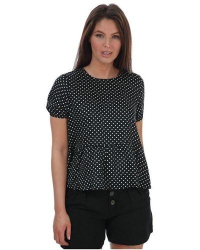 Vero Moda Fie Polka Dot Top - Black