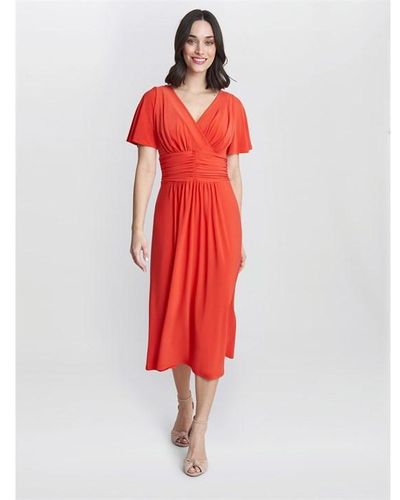 Gina Bacconi Frieda Jersey Print Dress - Red