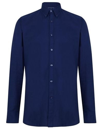 Haines and Bonner Benjamin Tailored Fit Button Down Oxford Shirt - Blue