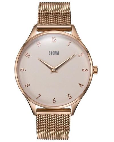 Storm Reli Rose Gold Beige Stainless Steel Quartz Watch - Metallic