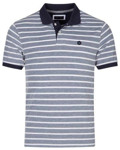 Eden Park Pink Striped Breathable Cotton Hexa Polo - Blue