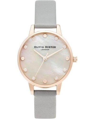 Olivia Burton Ladies Midi Dial Grey & Rose Gold Watch - Metallic