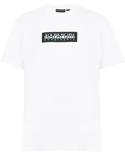 Napapijri Small Box Logo Short Sleeve T Shirt - Natural