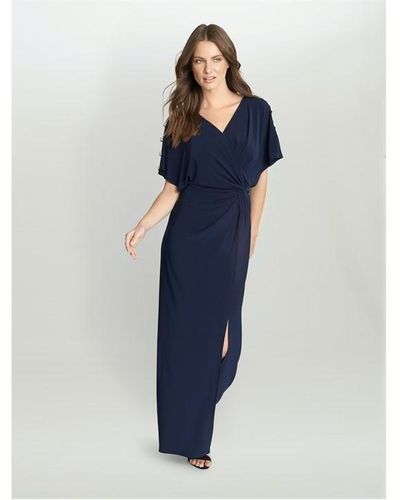 Gina Bacconi Pascale Long Knot Front Jersey Dress - Blue