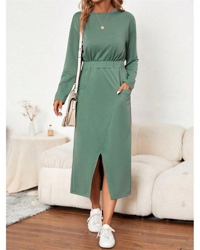 Shorso Maxi Long Sleeve Jumper Dress - Green