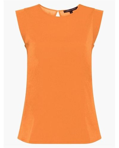 French Connection Crepe Lite Sleeve T Shirt - Orange