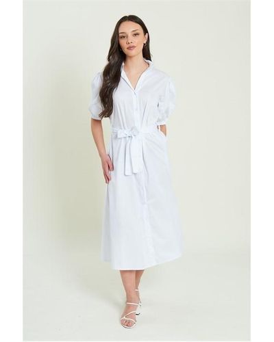 Be You Belted Midi Shirt Dress - Blue