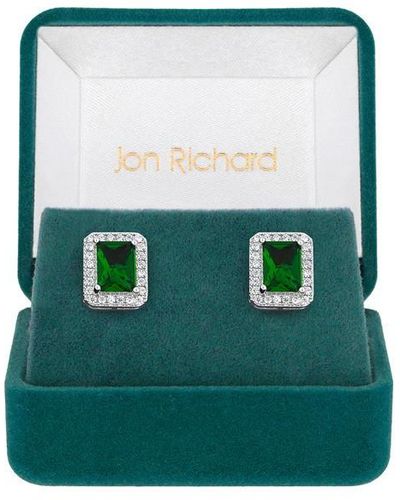 Jon Richard Plated Cz Stud Earrings - Green