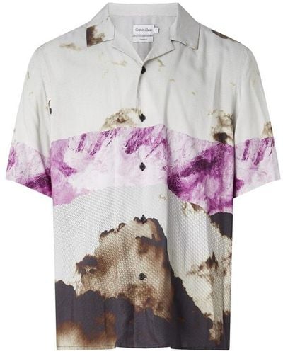 Calvin Klein Ombre Print Aop S/s Shirt - Purple
