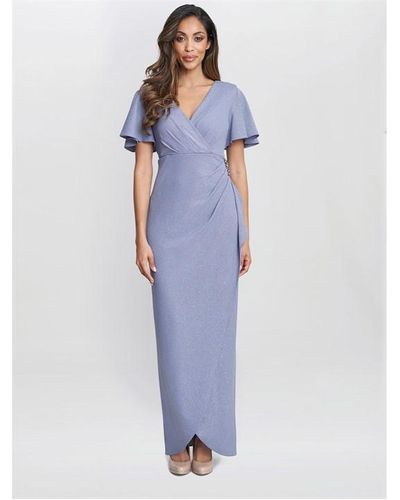 Gina Bacconi Alissa Maxi Dress With Hip Embellishment - Blue