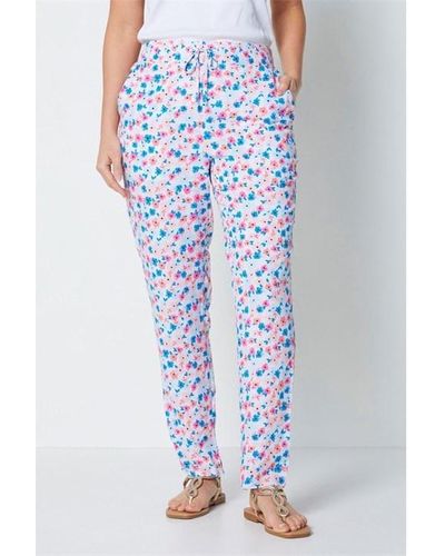 Be You Straight Leg Floral Trousers - Blue
